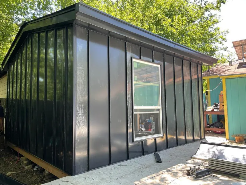 Black standing seam metal wall panels for Metal Roof Installation in Maywood